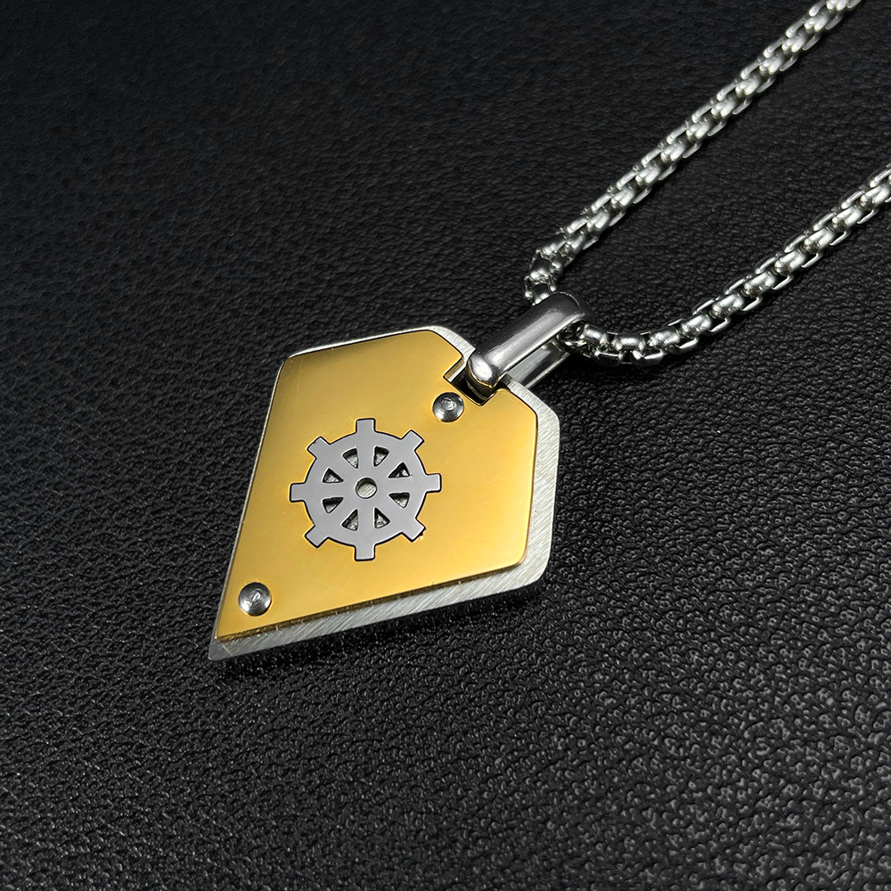 Fashionable Stainless Steel Design Rudder Pendant Simple All-Match Men's Necklace3