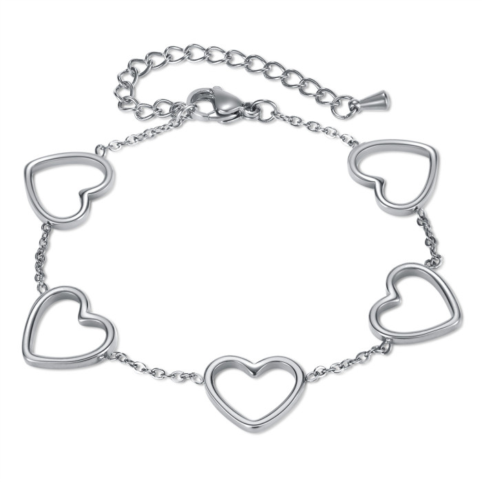 Titanium Steel Peach Heart Bracelet  Personalized Ins Style Stainless Steel Heart Bracelet Female
