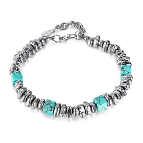 Hot Fashion Stainless Steel Personality Design Turquoise Hematite Bracelet