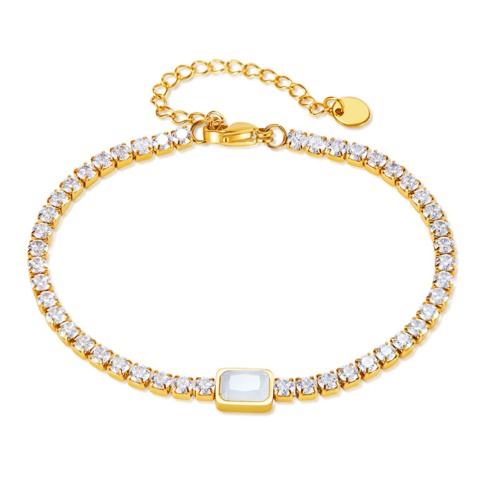 Zircon Chain Bracelet High-Grade Stainless Steel Gold-Plated Bracelet for Women