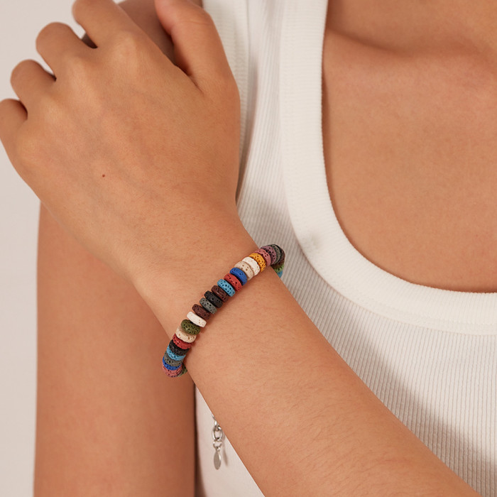 Design Stainless Steel Chain Color Volcanic Rock Men's and Women's Same Bracelet, Necklaces