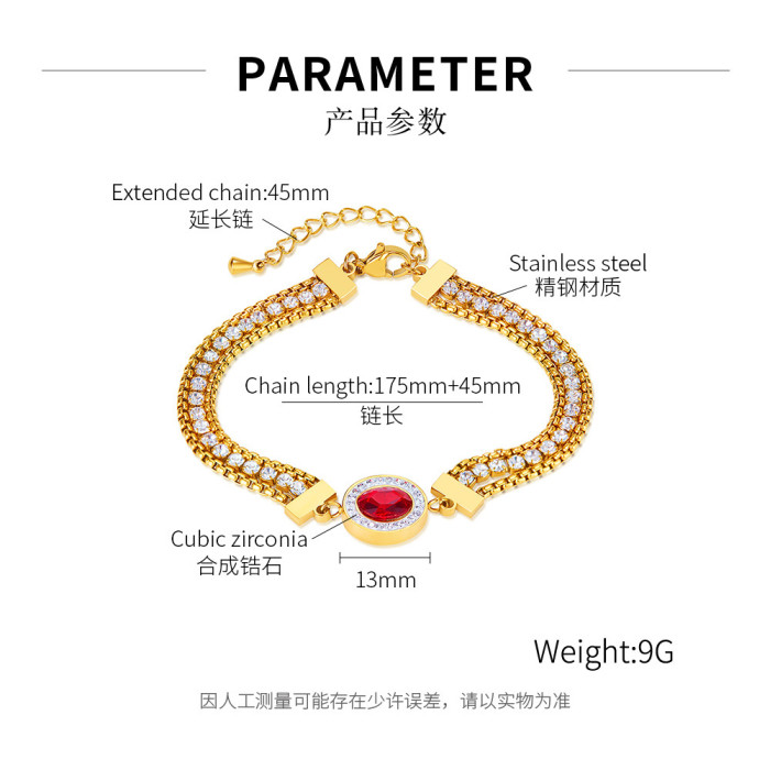 Double-Layer Zircon Bracelet Affordable Luxury Fashion Twin Stainless Steel Bracelet