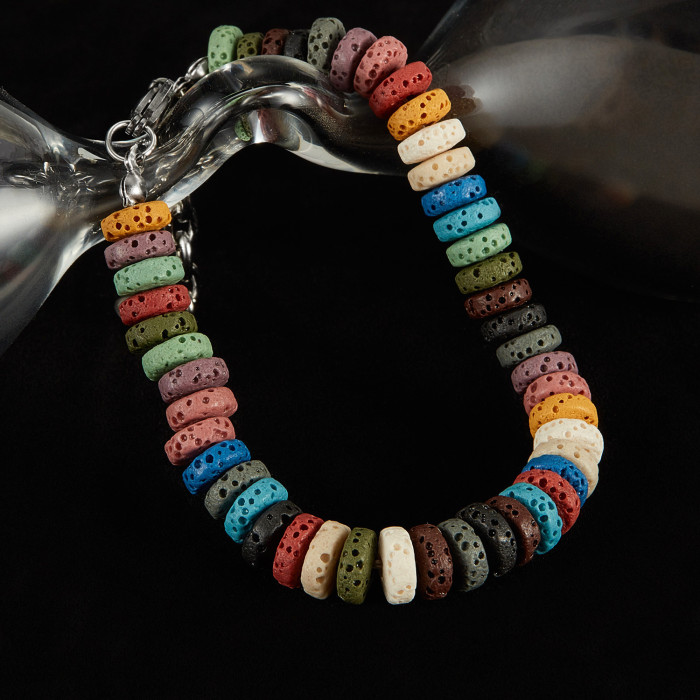 Design Stainless Steel Chain Color Volcanic Rock Men's and Women's Same Bracelet, Necklaces
