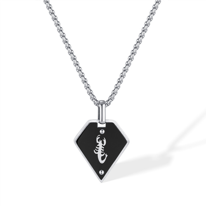 New Personalized Stainless Steel Black Geometric Scorpion Pendant Necklace for Men