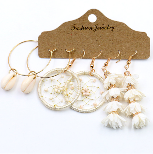 European And American Fashion Tassel Earrings Personality Hoop Earrings Multiple Pieces Set All-Matching Accessories