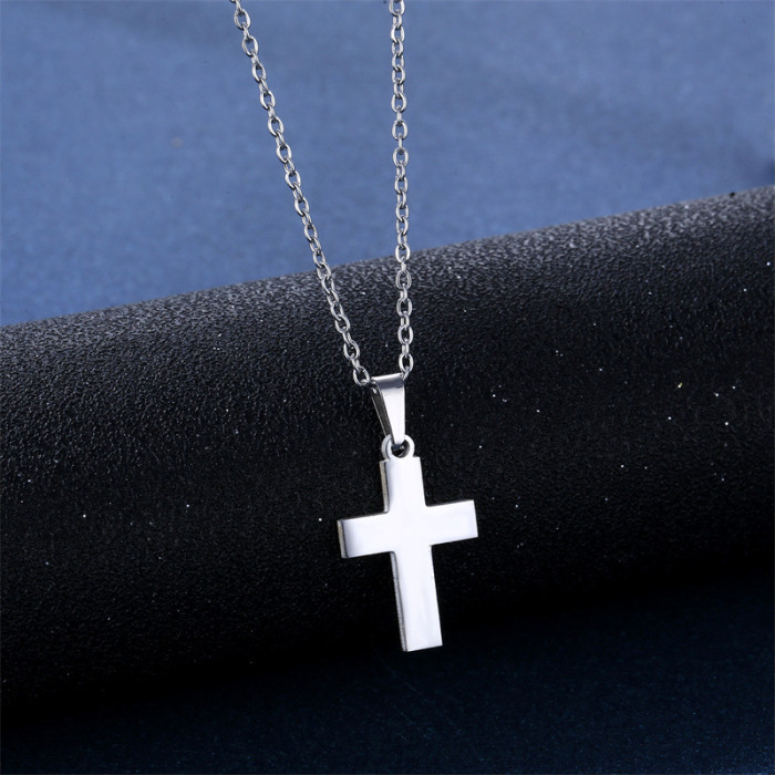 Glossy Hip Hop Necklace Earings Set Female Cross Hiphop Pendant