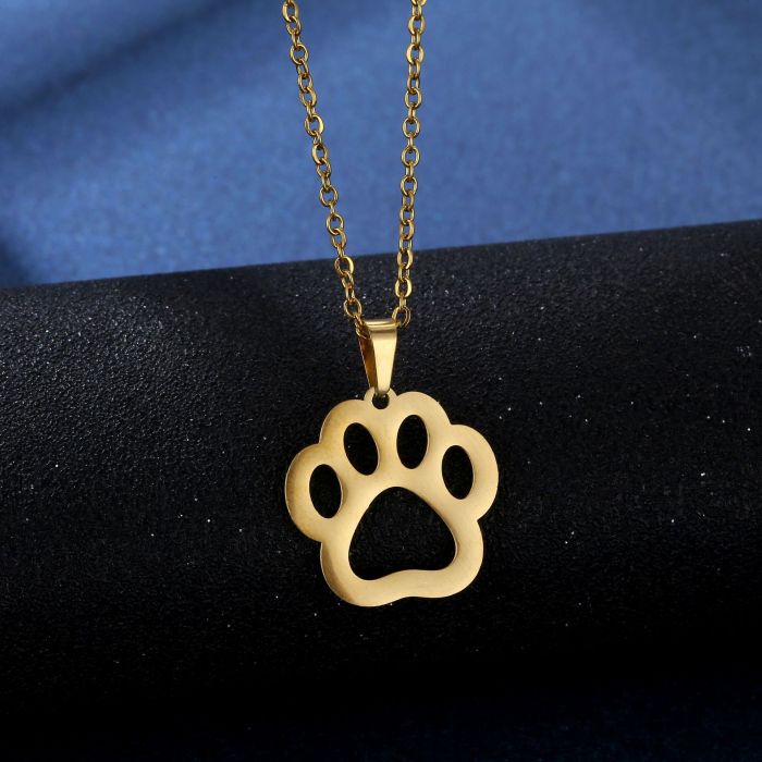 Cat's Paw Dog's Paw Stainless Steel Necklace and Earring Suit Fashion Ornament