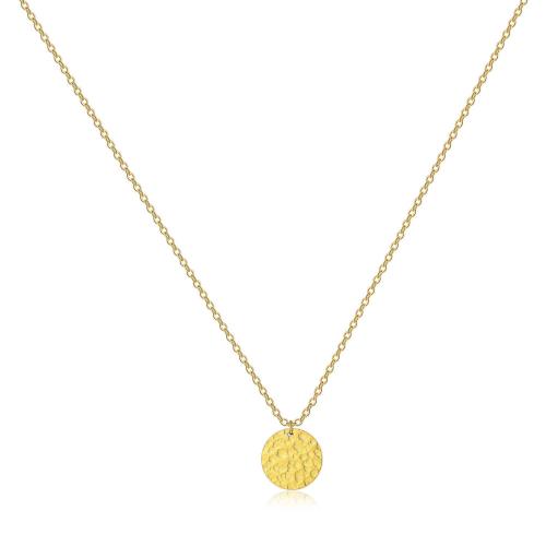 Stainless Steel Round Pendant Necklace Simple Layer 18K  Gold Plated Pendant Necklace for Women