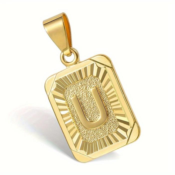 26 Alphabet Elegant Unisex Pendant Necklace - Initial Letter  with Durable Cuban Curb Chain Versatile Simple  Everyday Wear