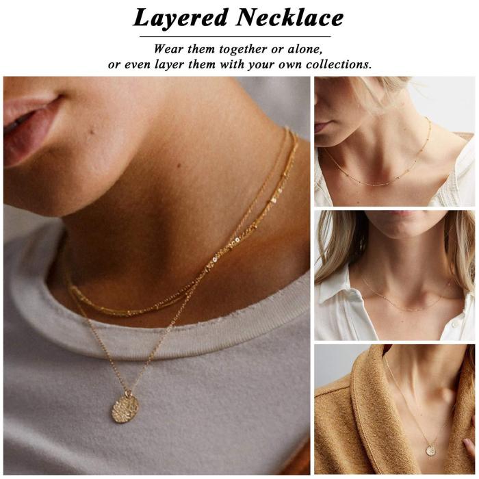 Circular Pendant Necklace with Multiple Layers  Stainless Steel 18K Gold Plated Circular Pendant Necklaces