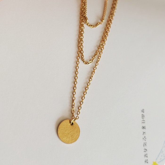 Circular Pendant Necklace with Multiple Layers  Stainless Steel 18K Gold Plated Circular Pendant Necklaces
