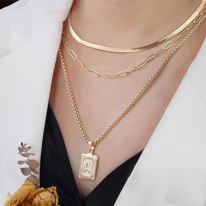 26 Alphabet Elegant Unisex Pendant Necklace - Initial Letter  with Durable Cuban Curb Chain Versatile Simple  Everyday Wear