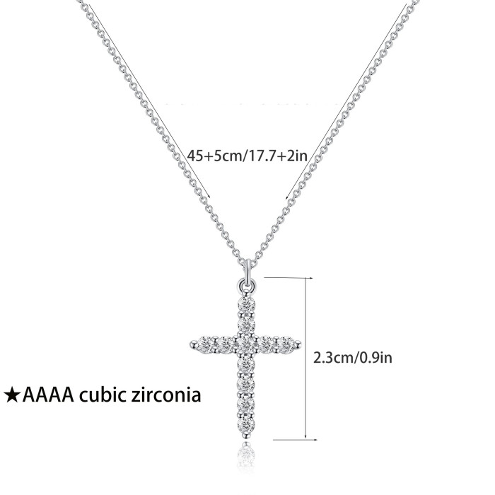 Hiphop Cross Pendant Necklace for Women Jewelry Female Simple AAA Zircon Necklace