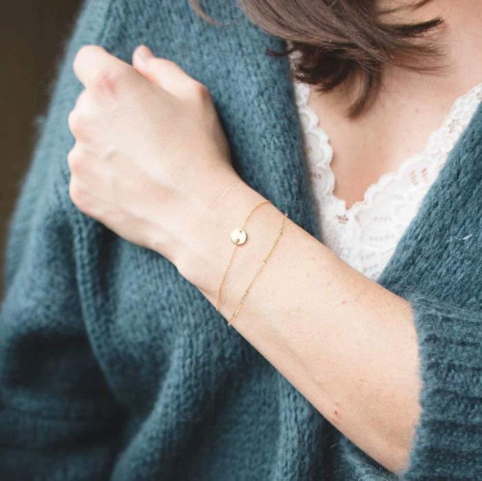 Classic Women's Stainless Steel ID Bracelets Set with Double Layer Chains 18K Gold Plated  Accessories
