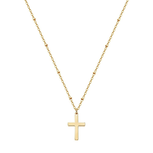 Refined Stainless Steel Clip Bead Chain Necklace Women's 14K Gold  Plated Single  Stainless Steel Cross Necklace