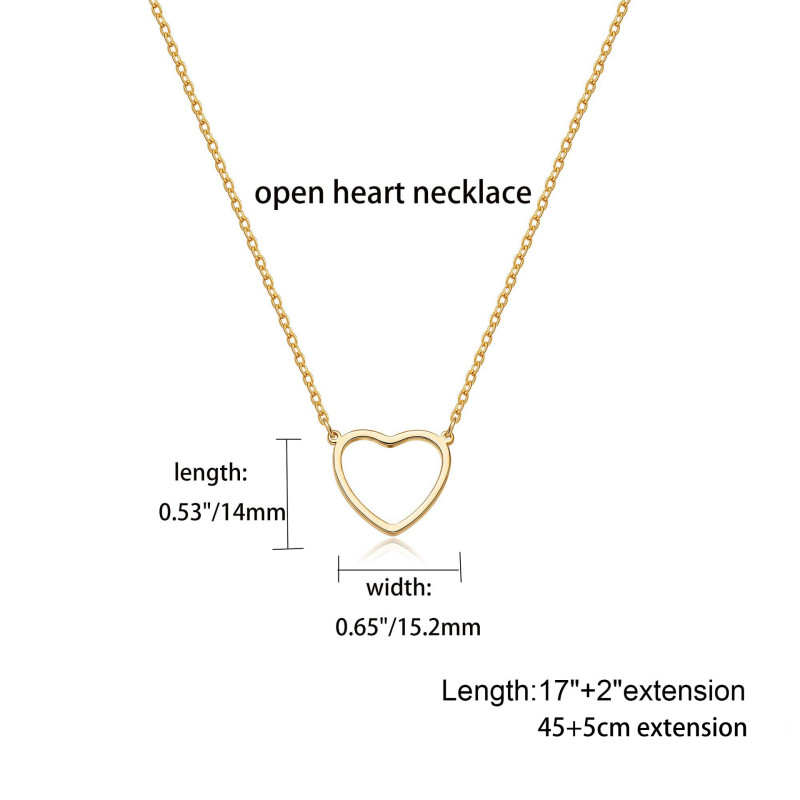 Cute Mini 14K Gold Plated Love Heart Necklace Women Hollow Out Stainless Steel Love Necklace Gift