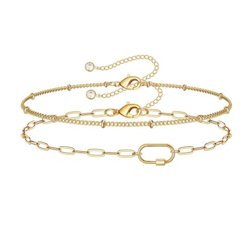Paperclip Chain 18K Gold Plated Hip Hop Street Multi-Layer Stainless Steel Chain Bracelet Screw Buckle Bracelet Women Gift