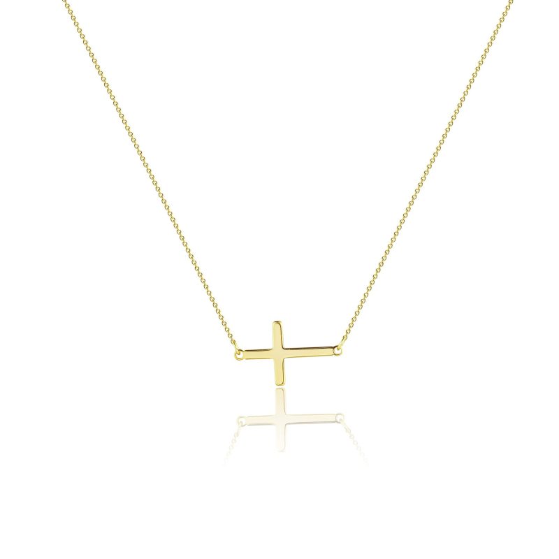 Exquisite Simple Classic 18K Single Layer Stainless Steel Double Hole Cross Necklace Women Gift