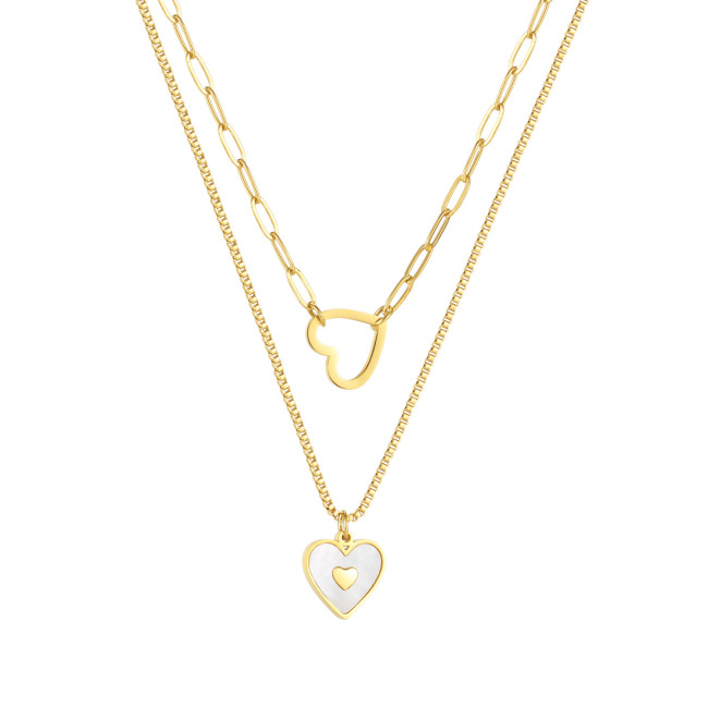 New Double-Layer Net Red Love Accessories Elegant Titanium Steel Women's Necklace