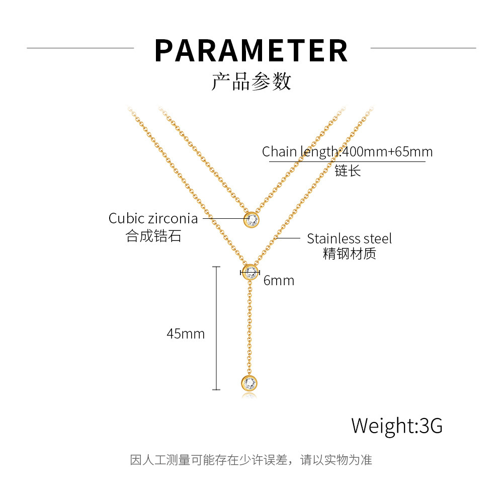 Double-Layer Titanium Steel Tassel Diamond Necklace Women’s Light Luxury Gold Stainless Steel Necklace