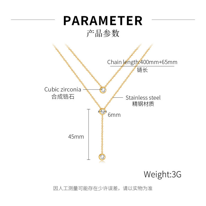 Double-Layer Titanium Steel Tassel Diamond Necklace Women's Light Luxury Gold Stainless Steel Necklace