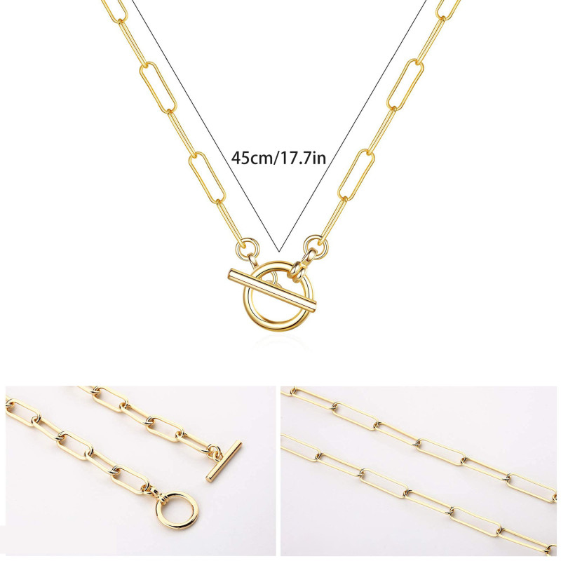 Paperclip Chain Necklac Stainless Steel 18K Clip Chain Oval Chain Necklace Jewelry Accessories