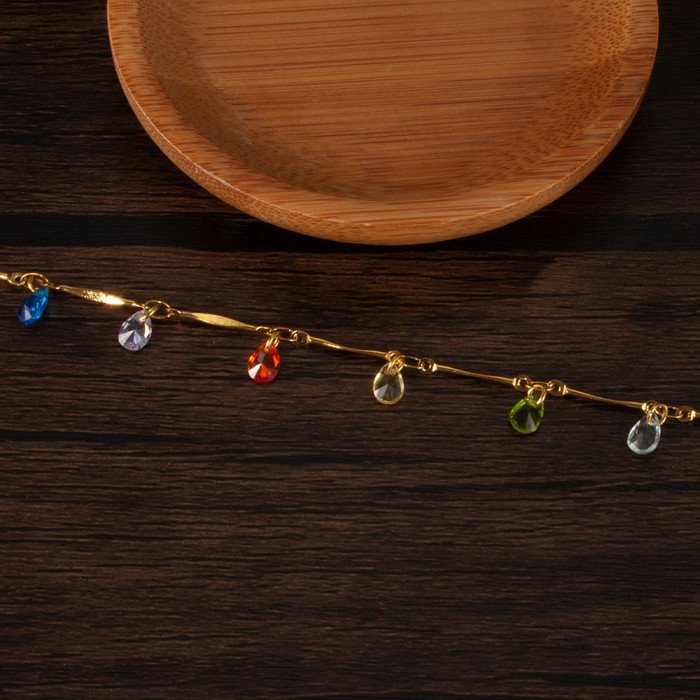 Personalized Tassel Color Crystal Stone Chain Cross-Border Trend Stainless Steel Necklace for Women