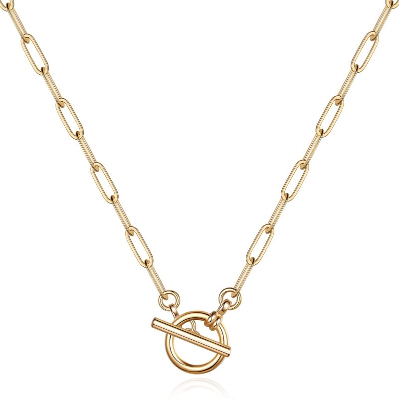 Paperclip Chain Necklac Stainless Steel 18K Clip Chain Oval Chain Necklace Jewelry Accessories