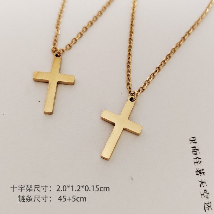 To Unisex Stainless Steel 18K Gold Plated Single Layer Simplicity Cross Pendant Necklace