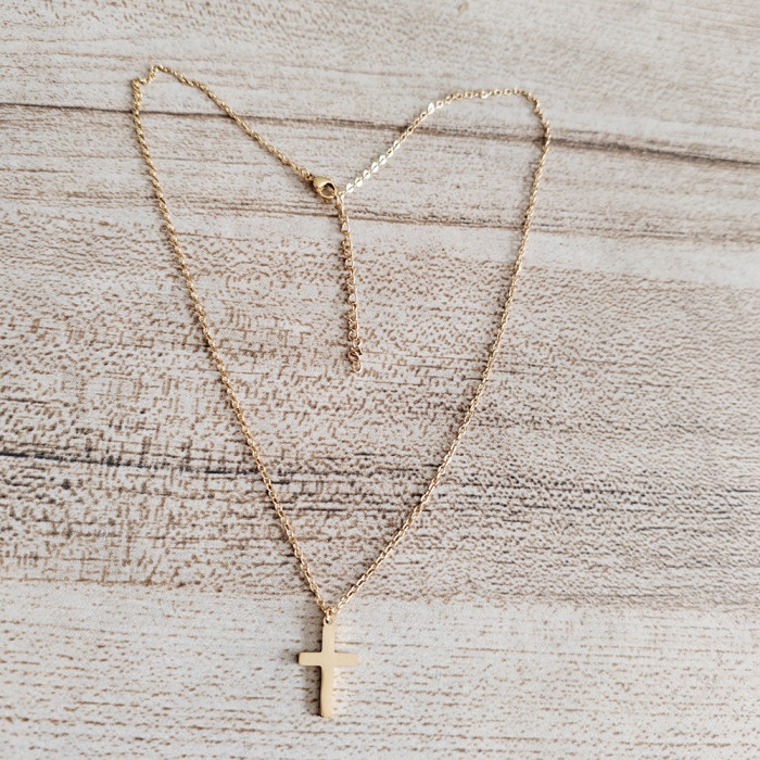 To Unisex Stainless Steel 18K Gold Plated Single Layer Simplicity Cross Pendant Necklace