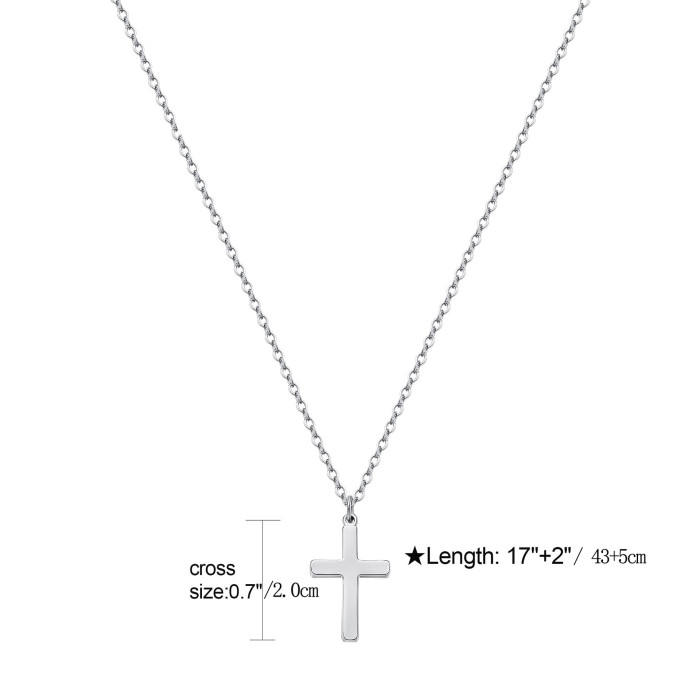 To Unisex Stainless Steel 18K Gold Plated Single Layer Simplicity Cross Pendant Necklace