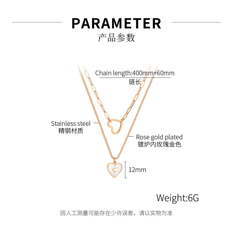 New Double-Layer Net Red Love Accessories Elegant Titanium Steel Women's Necklace