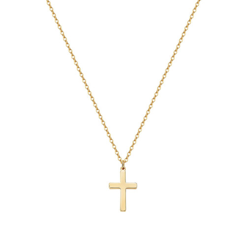 To Unisex Stainless Steel 18K Gold Plated Single Layer Simplicity Cross Pendant Necklace