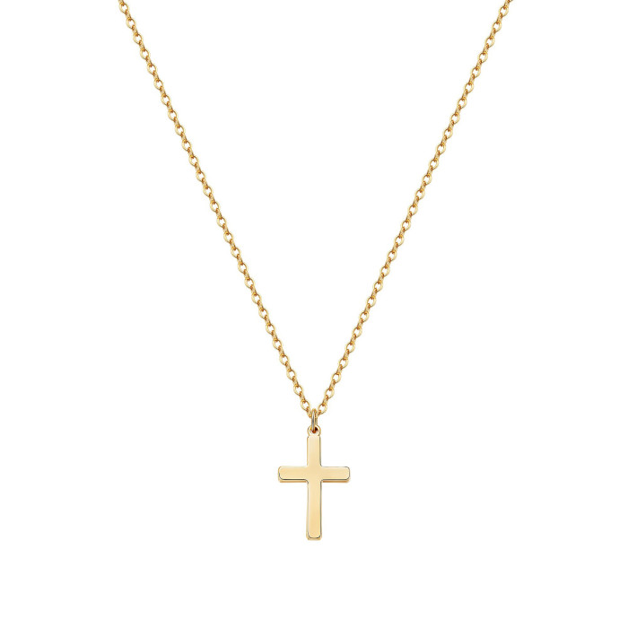 To Unisex Stainless Steel 18K Gold Plated Single Layer Simplicity Cross Pendant Necklace