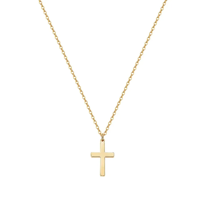 To Unisex Stainless Steel 18K Gold Plated Single Layer Simplicity Cross Pendant Necklace