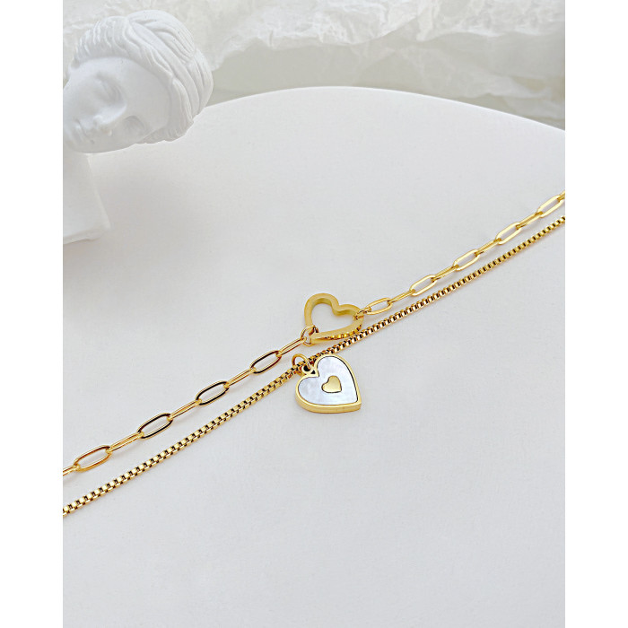 New Double-Layer Net Red Love Accessories Elegant Titanium Steel Women's Necklace