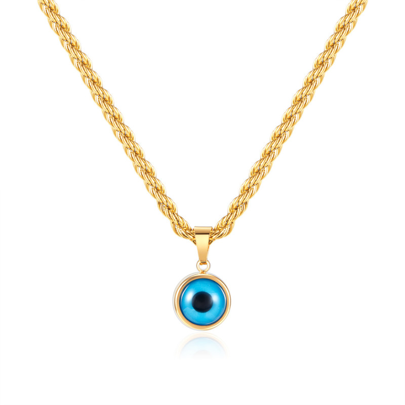 Devil's Eye Blue Titanium Steel Pendant European and American Fashion Hot Sale Stainless Steel Necklace for Women