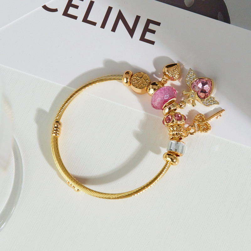 European and American Fashion Creative Design Stainless Steel Adjustable Bracelet Angel Wings Love Key Bracelet