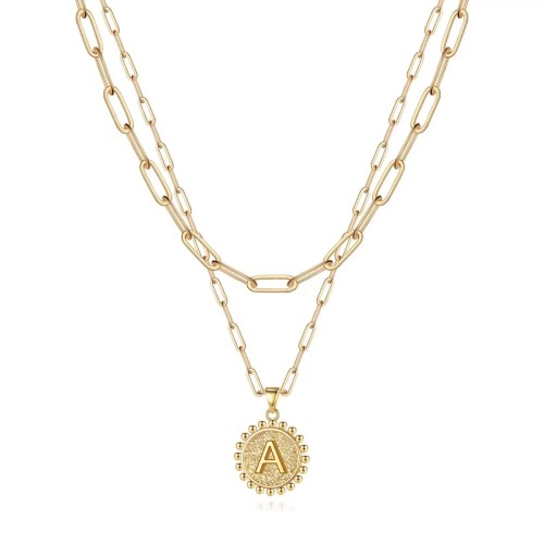 Gold Initial Necklaces for Women, 14K Gold Plated Dainty Layering Paperclip Link Chain Necklace Layered Gold Necklaces for Women