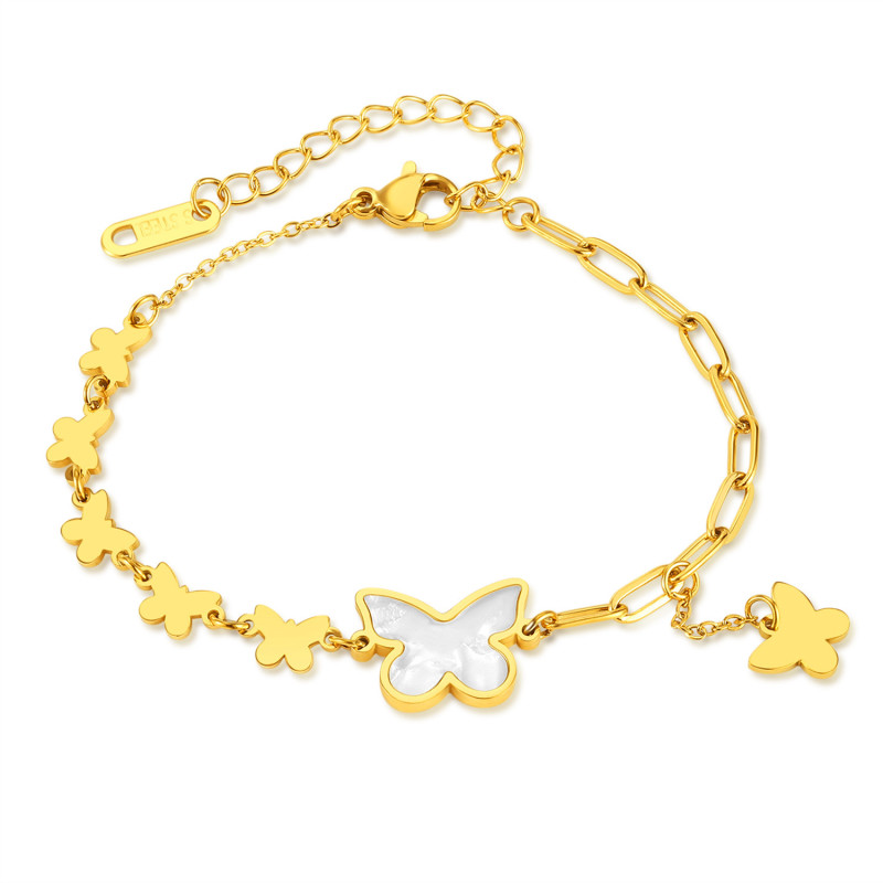 Hot Sale Niche Personality Temperament Stainless Steel Shell Butterfly Pendant All-Match Bracelet