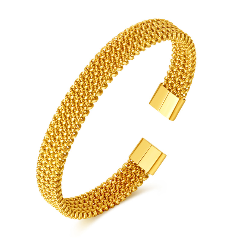 Border Personalized Titanium Steel Woven Opening Bracelet European and American Fashion Gold-Plated Stainless Steel Bracelet