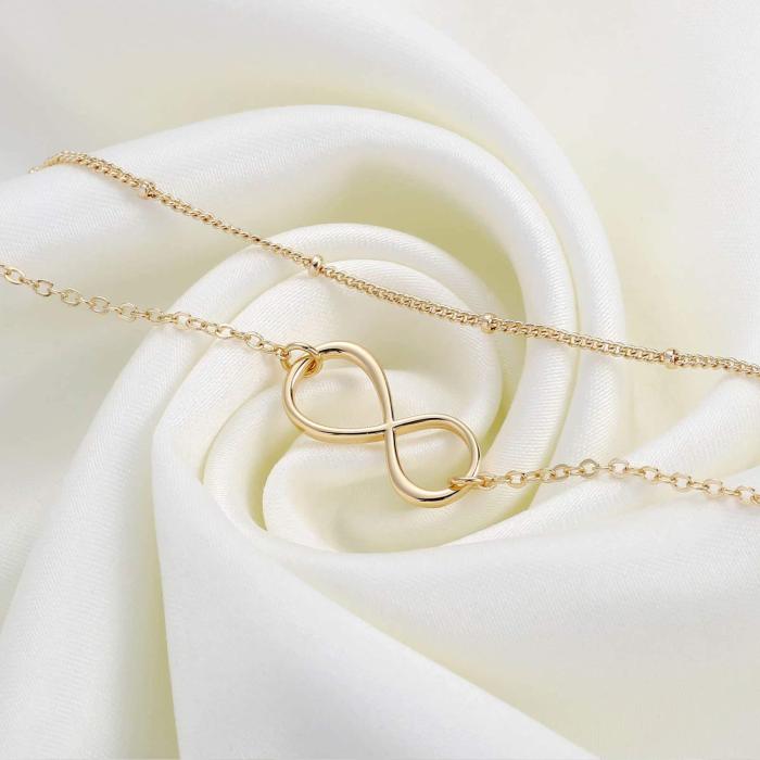 Stainless Steel Clip Bead Chain Colorfast Double-Layer Bracelet Digital Geometry Infinity 18K Gold Plated  Bracelet