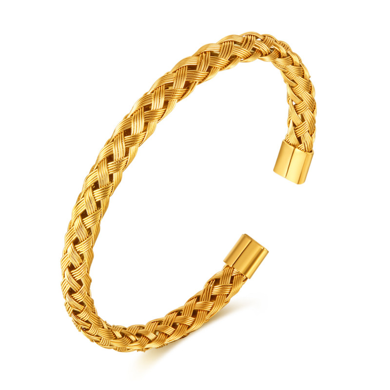 European and American Woven Twisted Irregular Bracelet Foreign Trade Fashion Stainless Steel Opening Ladies' Bracelet