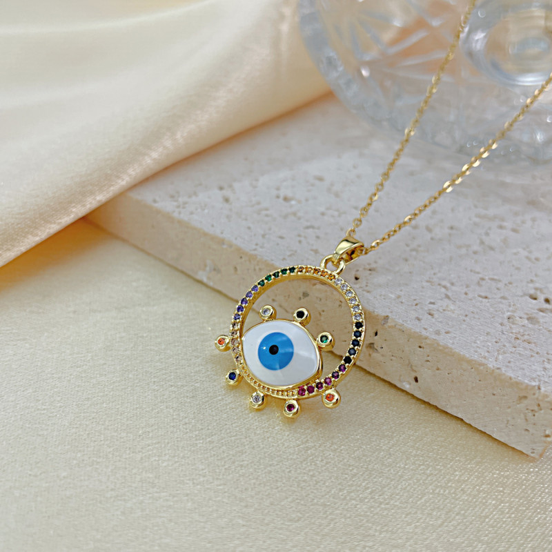 Devil's Eye Pendant Foreign Trade Hot Selling Ins High-Grade Titanium Steel Necklace