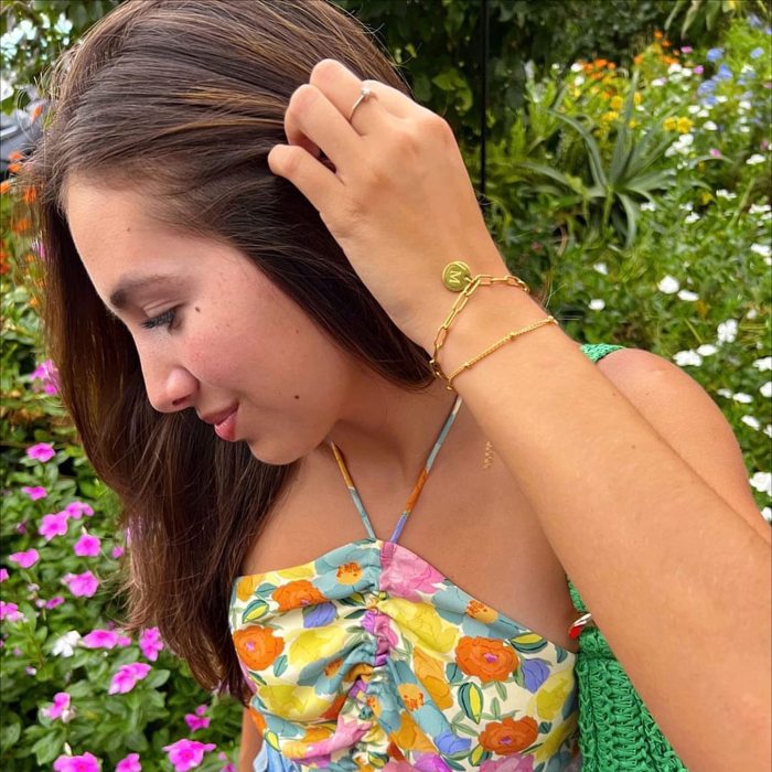Gold Bracelets for Women Initial Bracelet Dainty Gold Bracelet Stack Strand with A-Z Letter Charm
