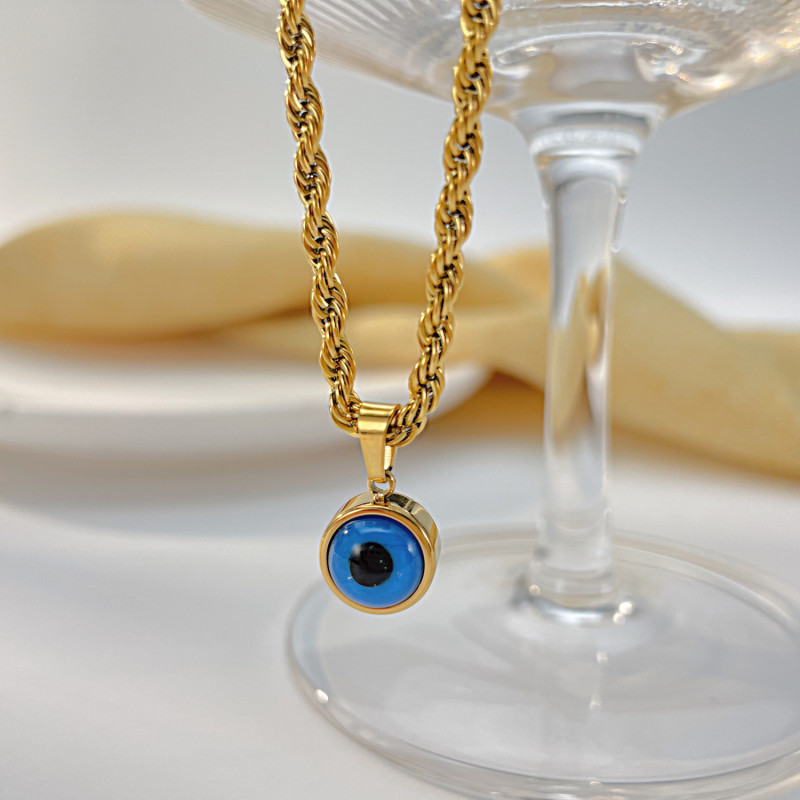Devil's Eye Blue Titanium Steel Pendant European and American Fashion Hot Sale Stainless Steel Necklace for Women