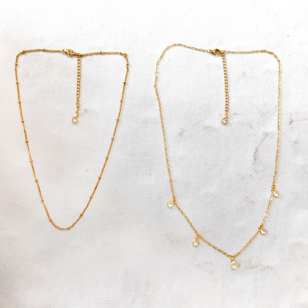 14K Gold Plated Layering Necklaces  Stainless Steel Stylish Minimalist Design Pendant Necklaces