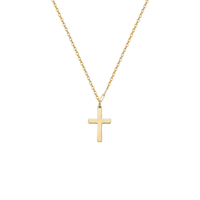 Titanium Steel Cross Stainless Steel Square Line Chain Stitching Seiko Hand Polishing Plate Cross Pendant Necklace