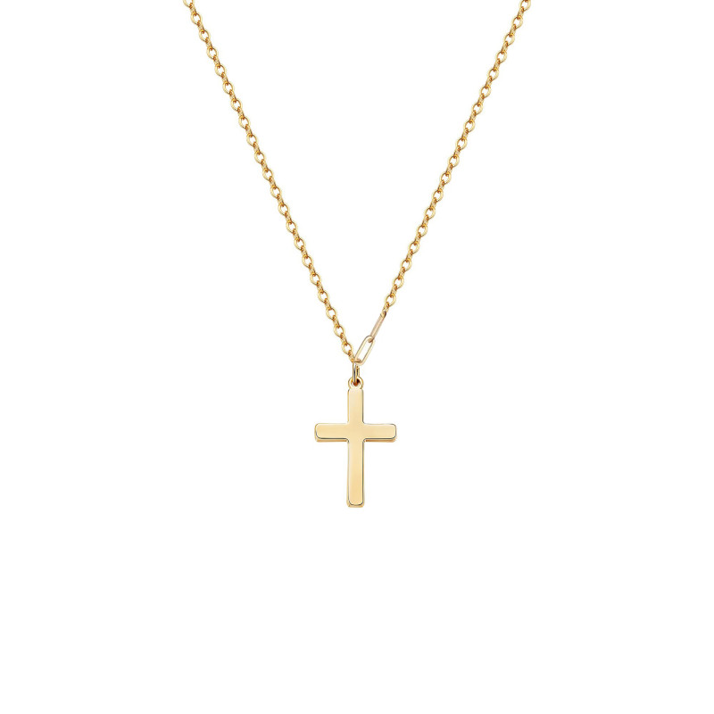 Titanium Steel Cross Stainless Steel Square Line Chain Stitching Seiko Hand Polishing Plate Cross Pendant Necklace