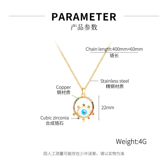 Devil's Eye Pendant Foreign Trade Hot Selling Ins High-Grade Titanium Steel Necklace